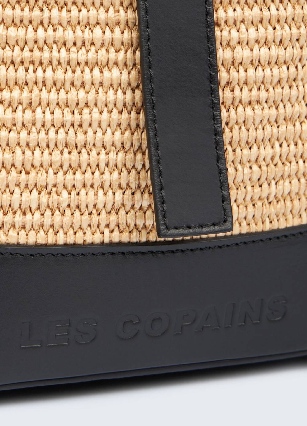 LES COPAINSBorsa in vera pelle e rafia Sottocosto