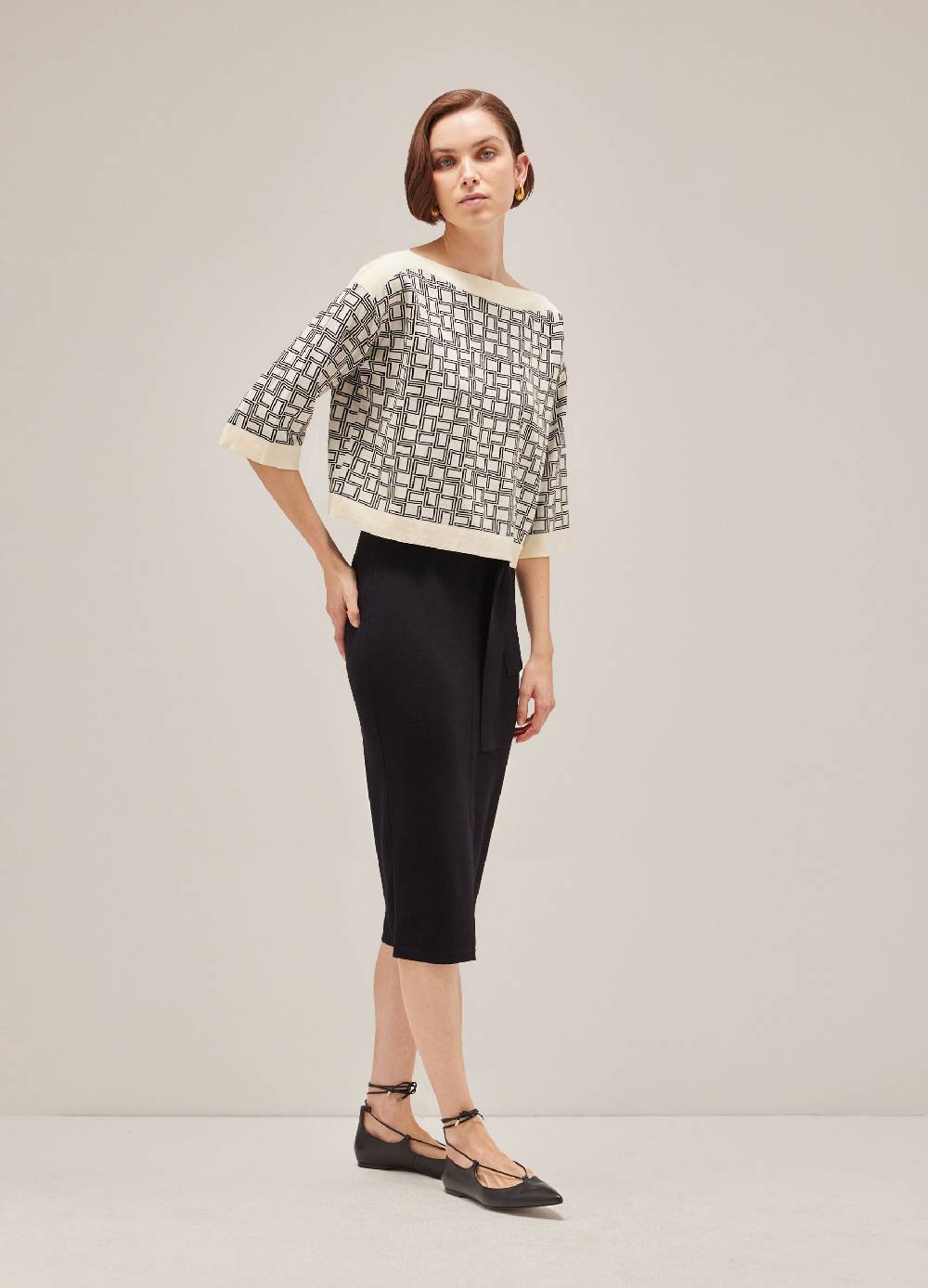LES COPAINSMaglia tricot a maniche corte in puro cotone In Linea