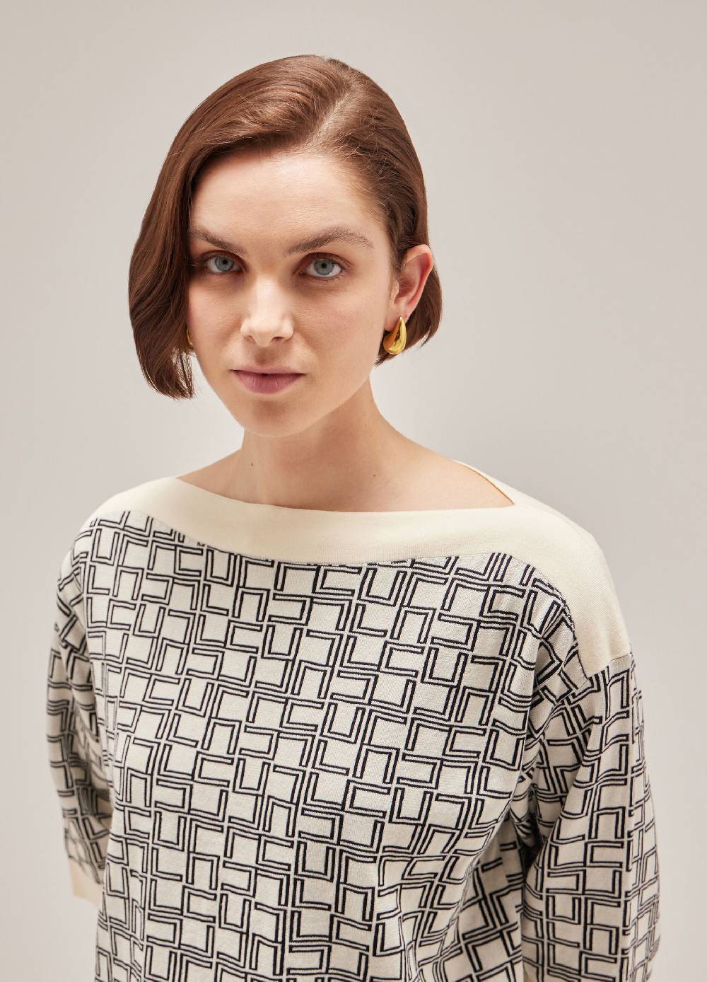 LES COPAINSMaglia tricot a maniche corte in puro cotone In Linea