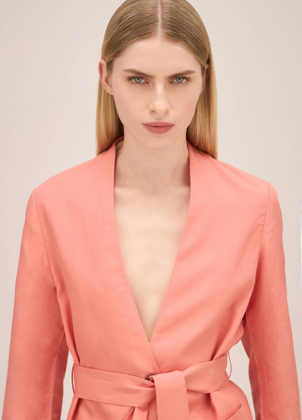 LES COPAINSBlazer misto lino con cintura Spedizione Gratuita