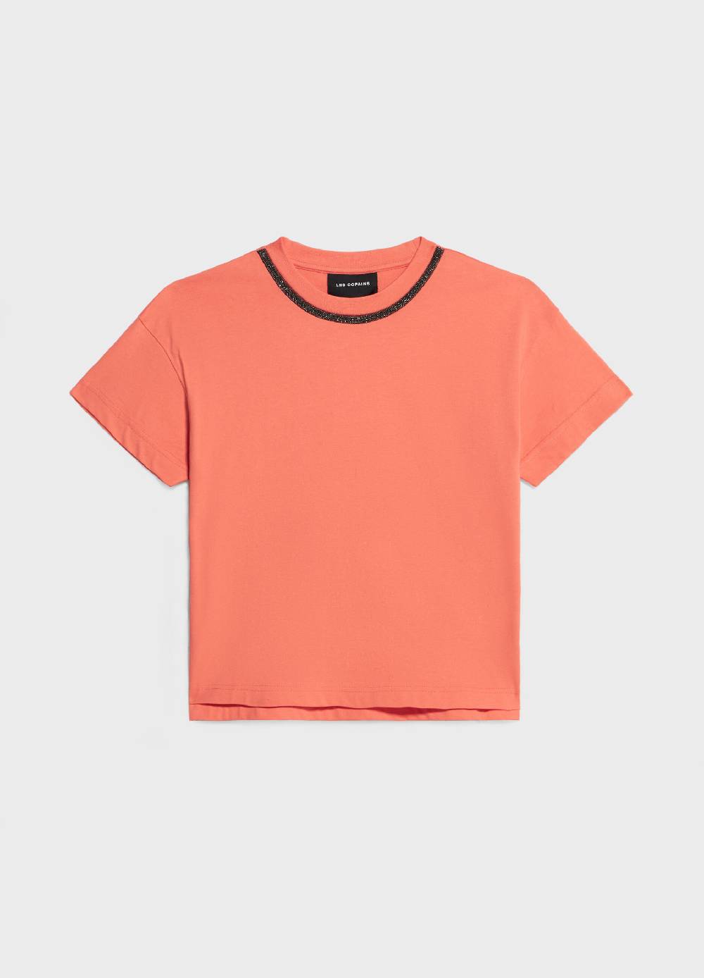 LES COPAINST-shirt in cotone con perline applicate Consegna Veloce