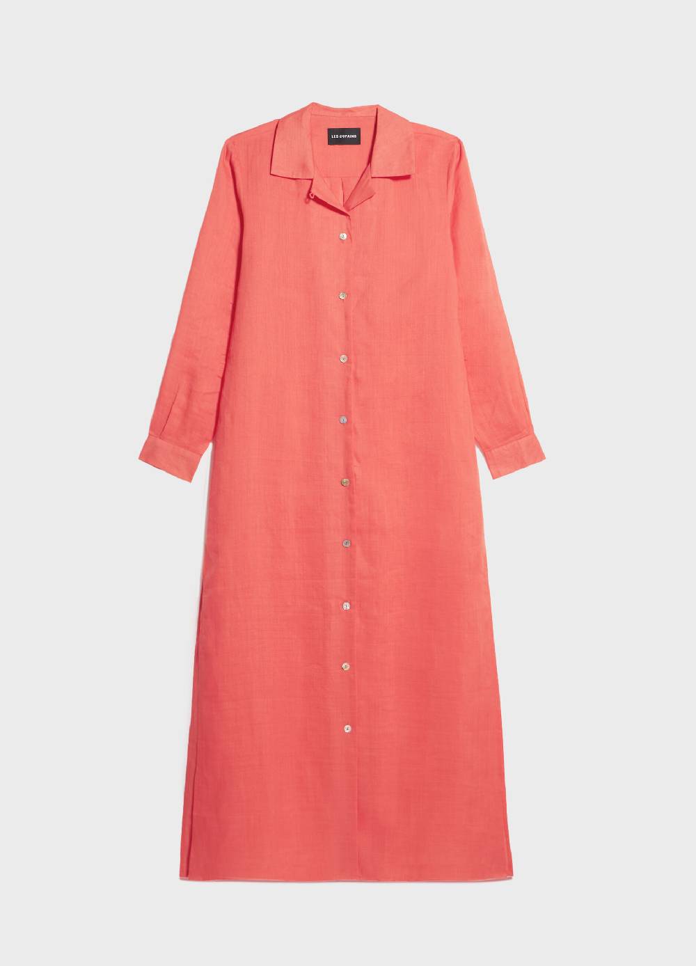 LES COPAINSMaxi abito a camicia in fibre naturali Shopping Online