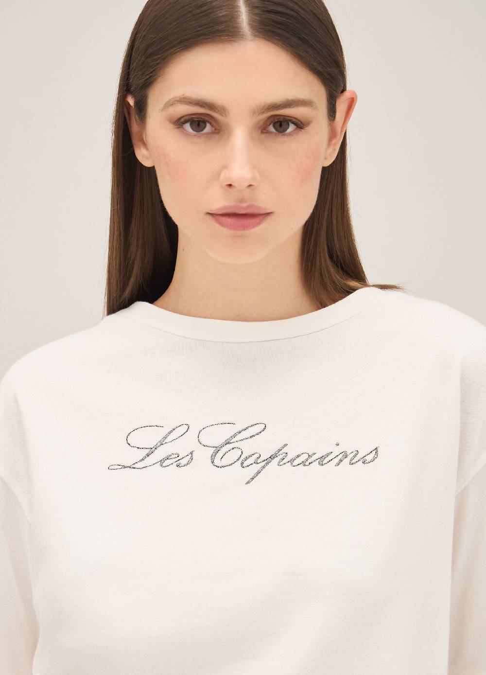 LES COPAINST-shirt con lettering glitter Nuova