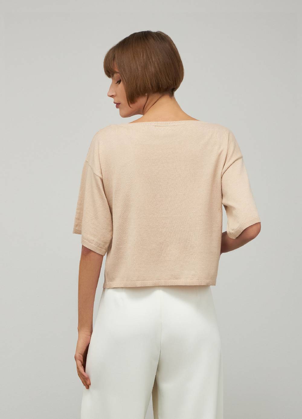 LES COPAINSMaglia tricot a maniche corte in seta e cotone Promozione