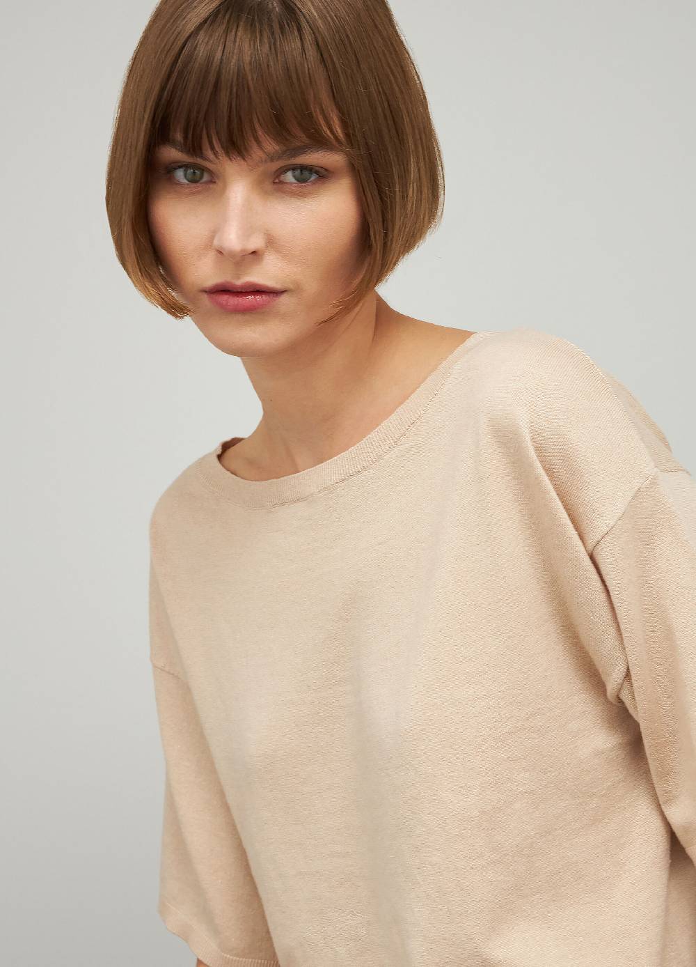 LES COPAINSMaglia tricot a maniche corte in seta e cotone Promozione