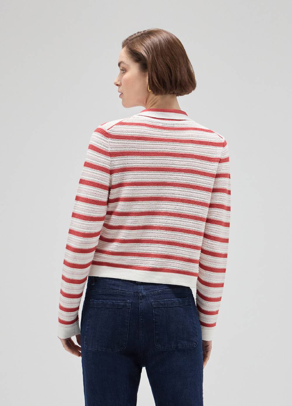 LES COPAINSCardigan tricot in cotone a righe Fino Al -60%