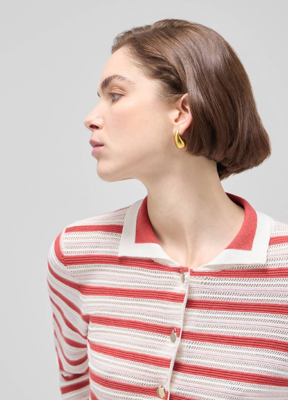 LES COPAINSCardigan tricot in cotone a righe Fino Al -60%