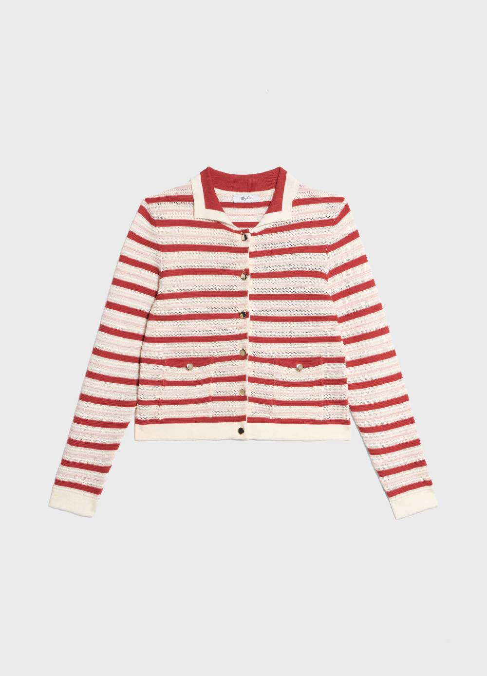 LES COPAINSCardigan tricot in cotone a righe Fino Al -60%