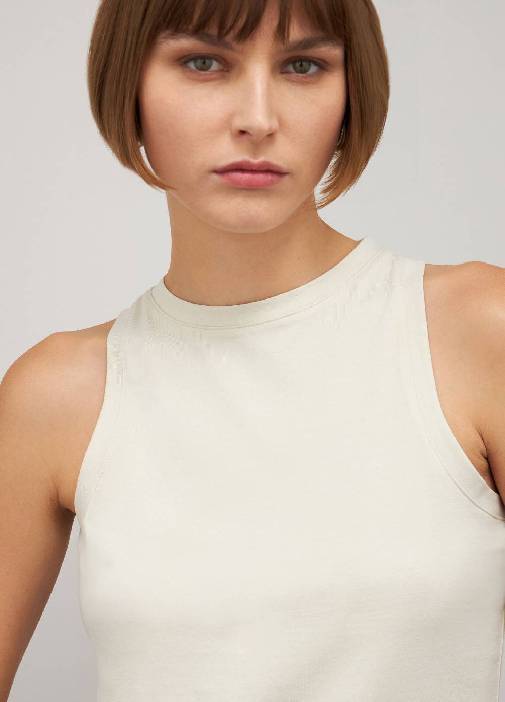 LES COPAINSTop smanicato in cotone stretch Presa