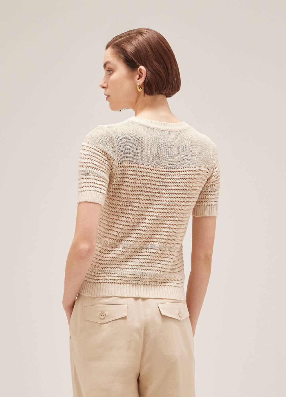 LES COPAINSMaglia tricot a maniche corte traforata Offerta