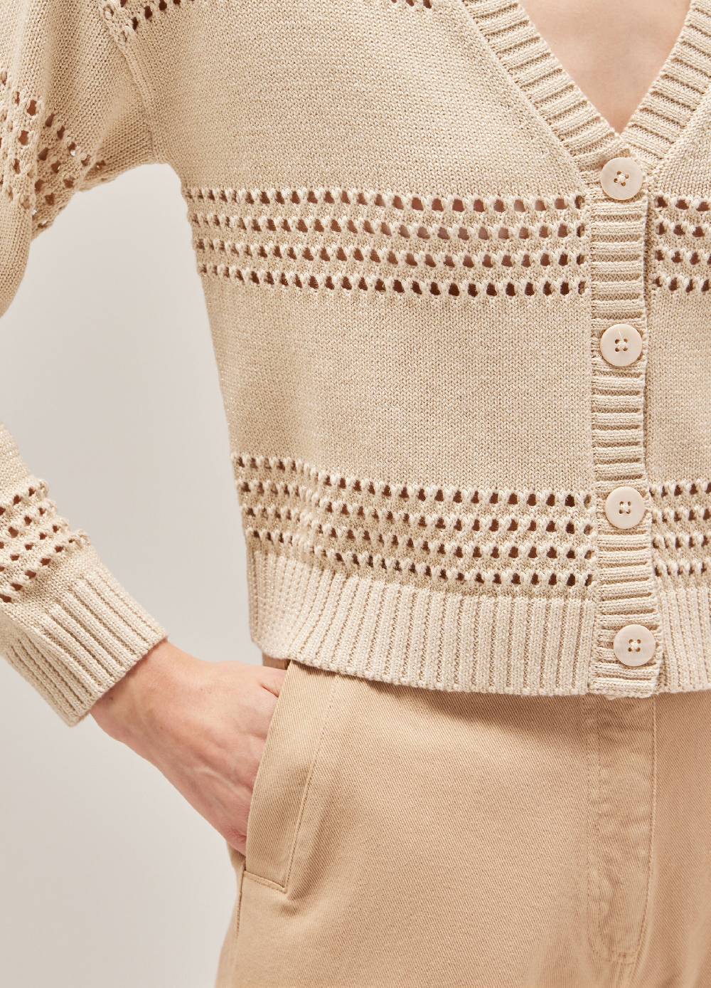 LES COPAINSCardigan tricot misto seta e cotone Economico