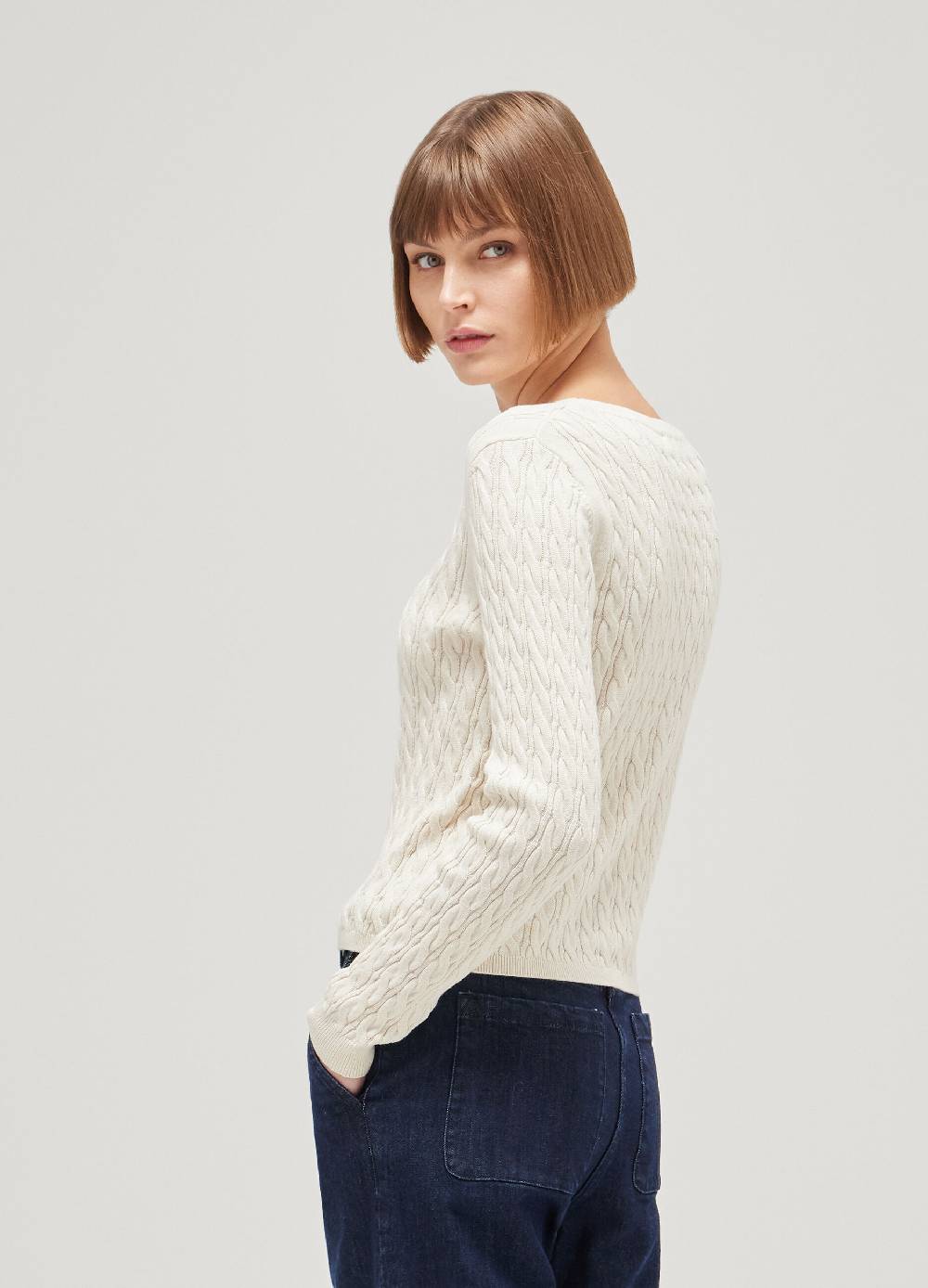 LES COPAINSMaglione tricot in cotone e seta Vendita Calda