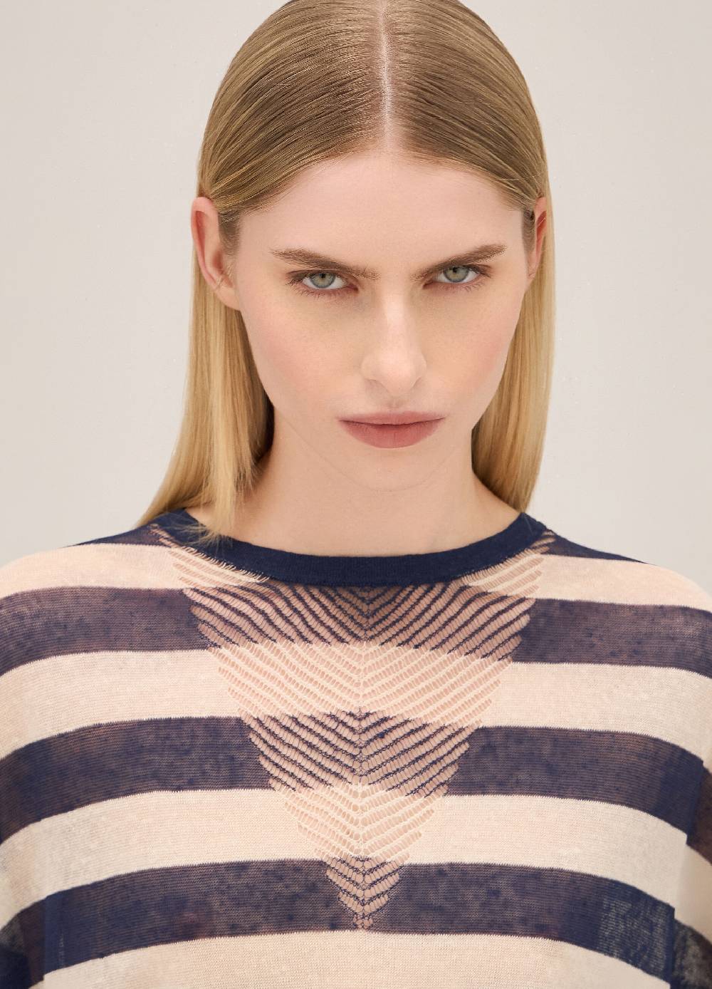 LES COPAINSMaglia tricot a maniche corte in misto lino Nuova