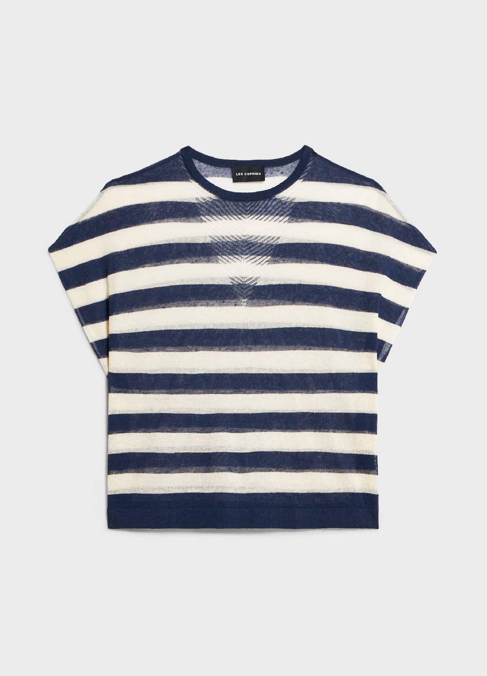 LES COPAINSMaglia tricot a maniche corte in misto lino Nuova