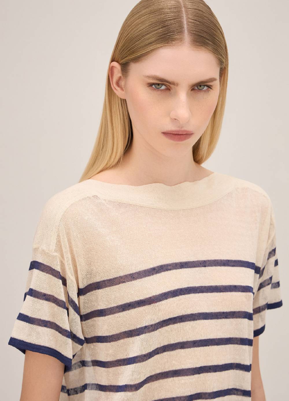 LES COPAINSMaglia tricot a righe misto lino 2025