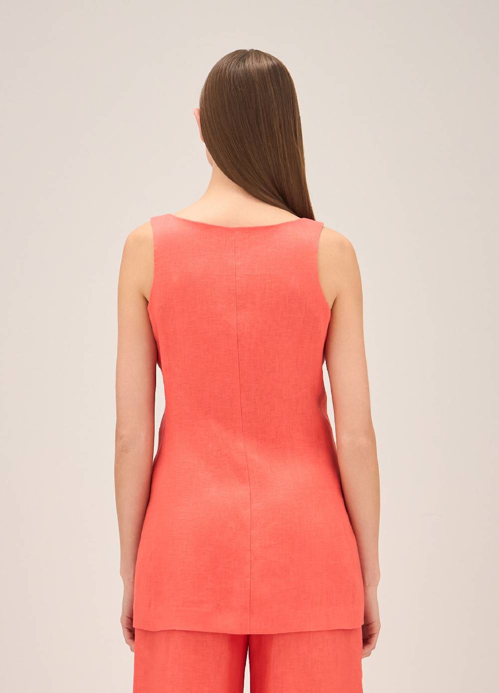 LES COPAINSGilet lungo in puro lino Negozi Online