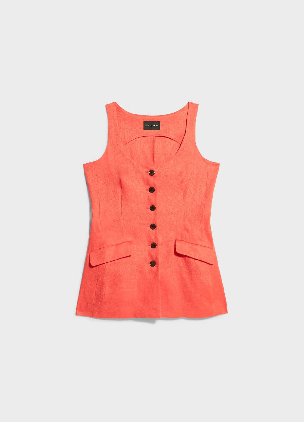 LES COPAINSGilet lungo in puro lino Negozi Online