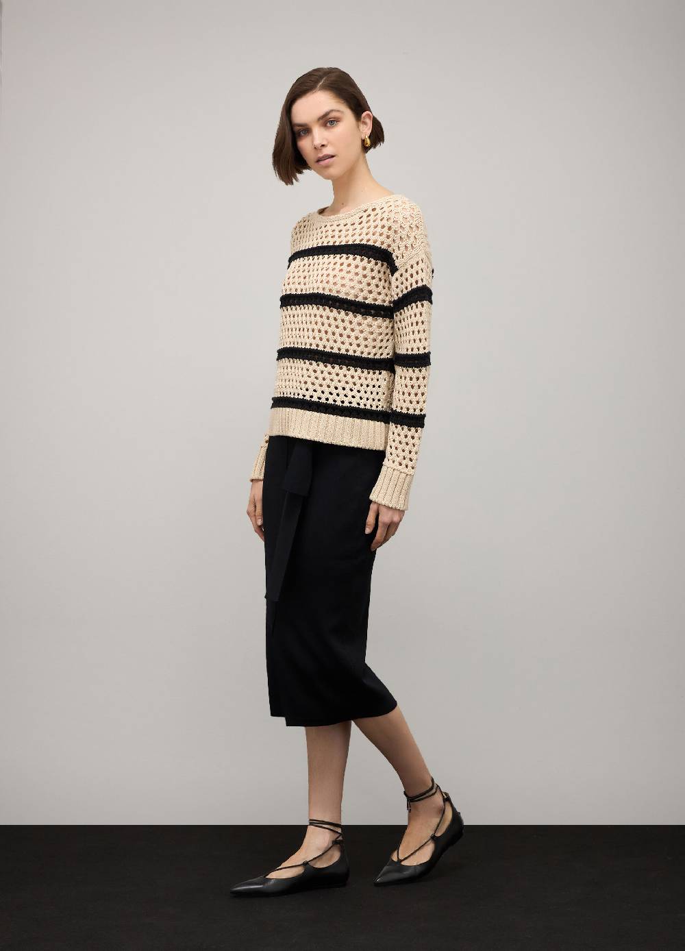 LES COPAINSMaglione tricot misto cotone a righe Nuova