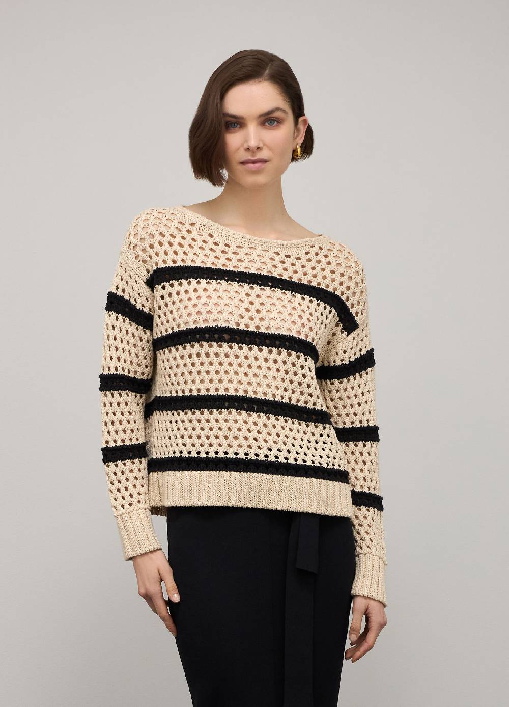 LES COPAINSMaglione tricot misto cotone a righe Nuova
