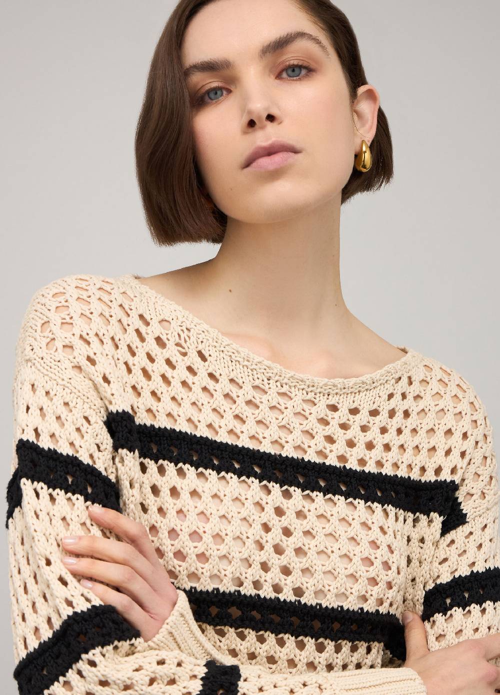 LES COPAINSMaglione tricot misto cotone a righe Nuova