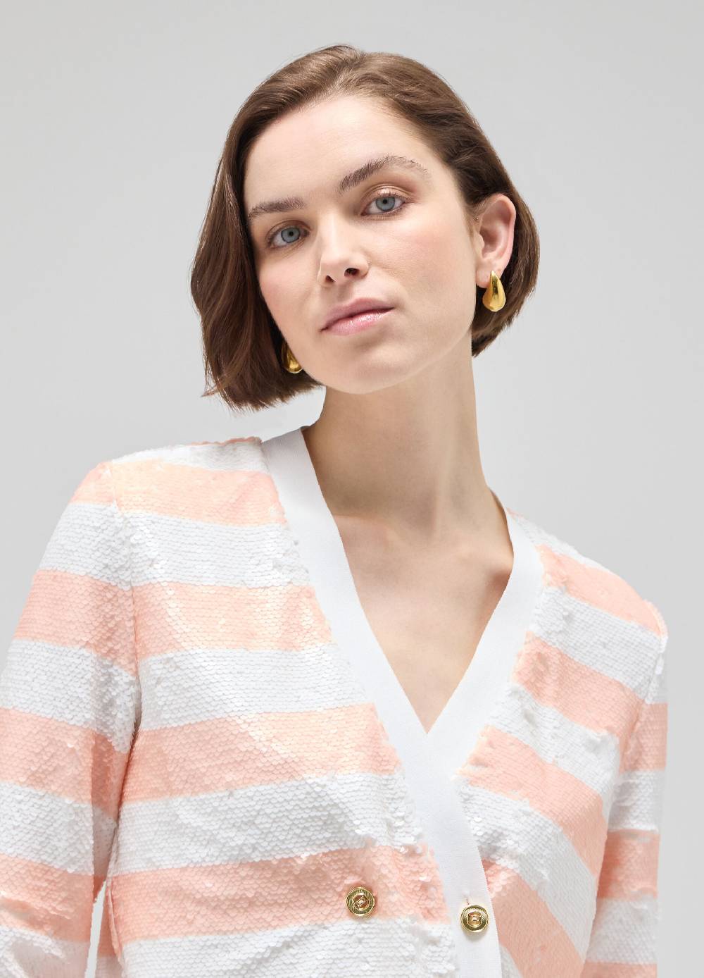 LES COPAINSCardigan tricot con paillettes In Linea