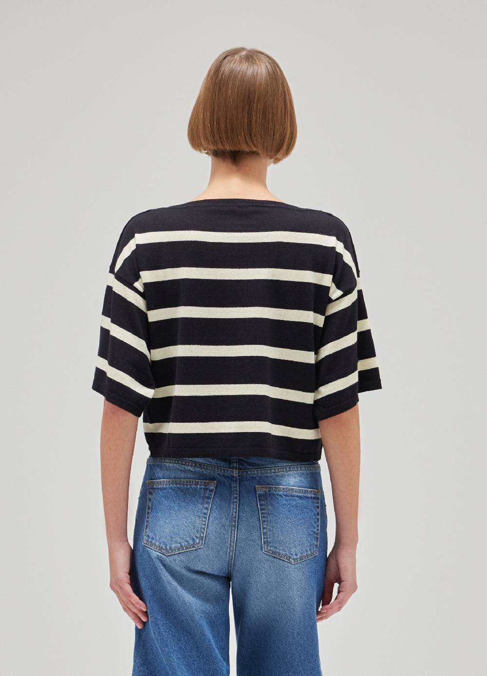 LES COPAINSMaglia tricot in seta e cotone a righe Economico