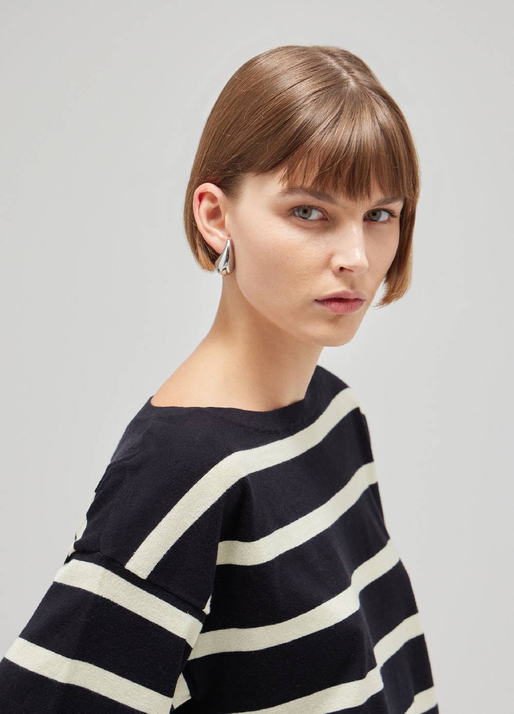 LES COPAINSMaglia tricot in seta e cotone a righe Economico