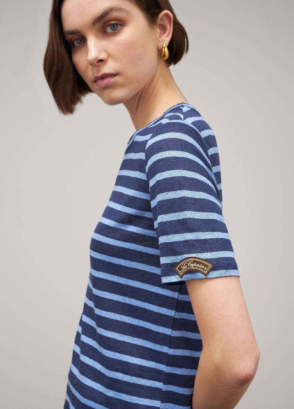 LES COPAINST-shirt a righe in lino Saldi