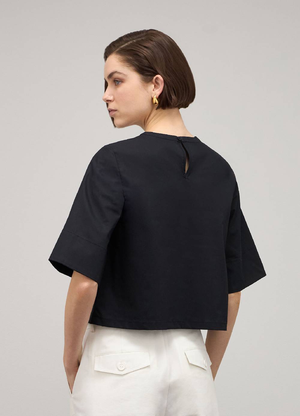 LES COPAINSBlusa in cotone con maniche a tre quarti Vendita Economica