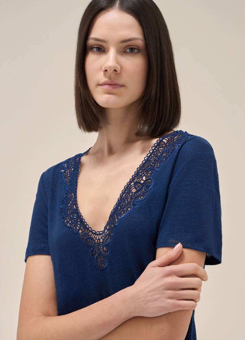 LES COPAINST-shirt a maniche corte in lino Promozione Limitata
