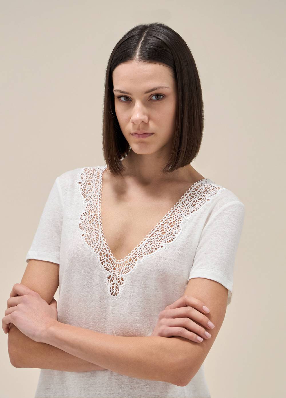 LES COPAINST-shirt a maniche corte in lino Nuova
