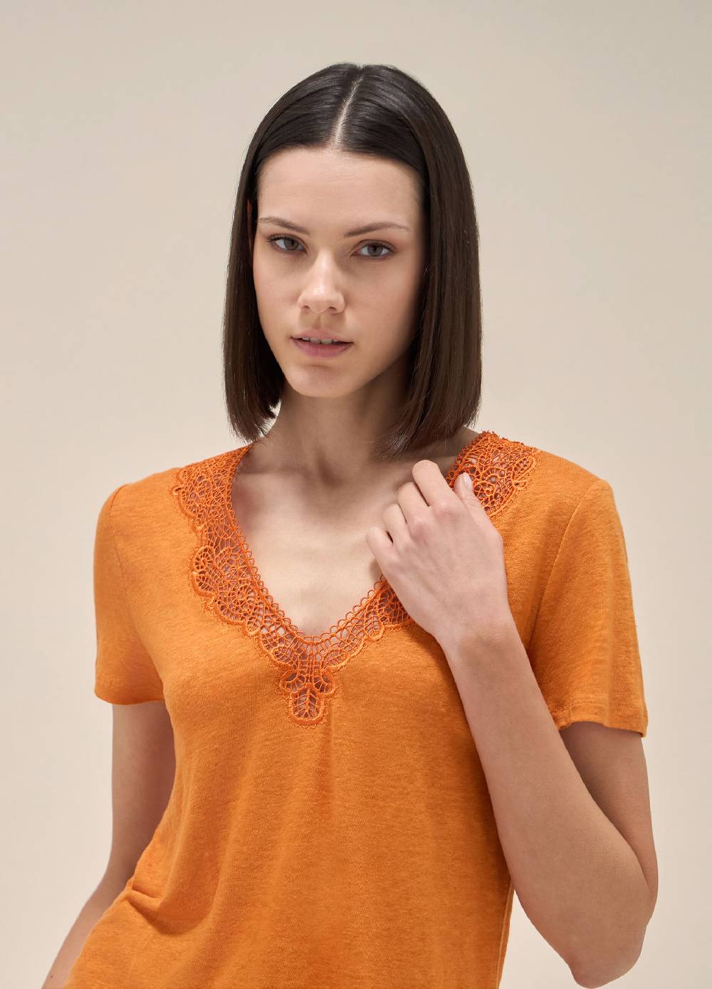 LES COPAINST-shirt a maniche corte in lino Moda