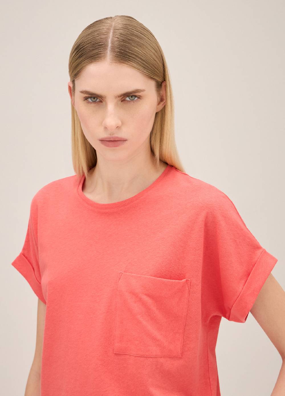 LES COPAINST-shirt in lino e cotone Prezzo Ridotto