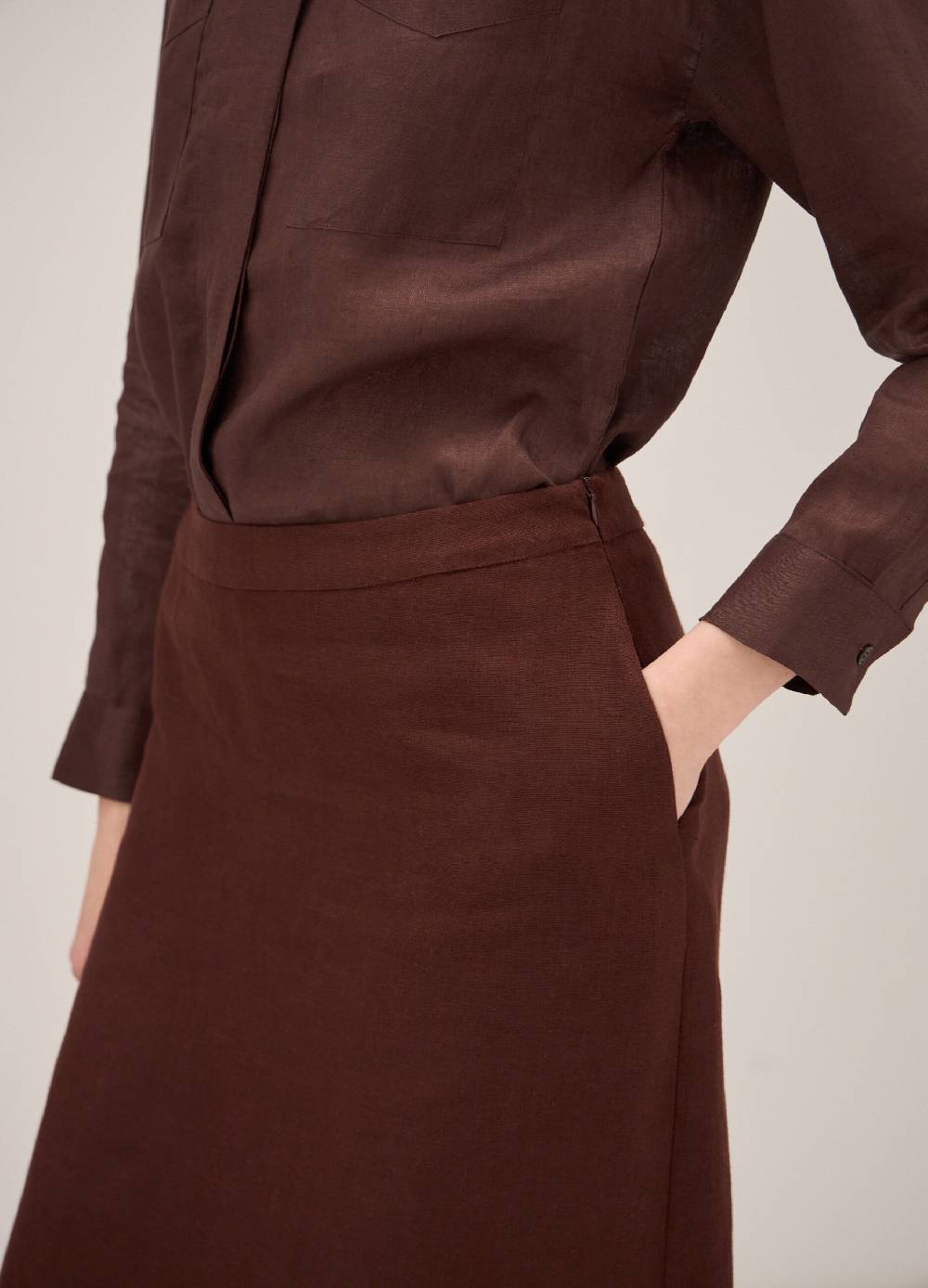 LES COPAINSGonna midi in puro lino Outlet