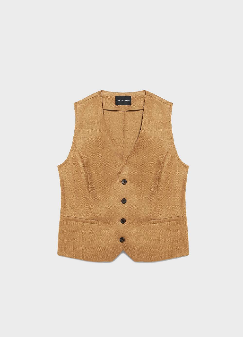 LES COPAINSGilet in puro lino Saldi Di Fabbrica