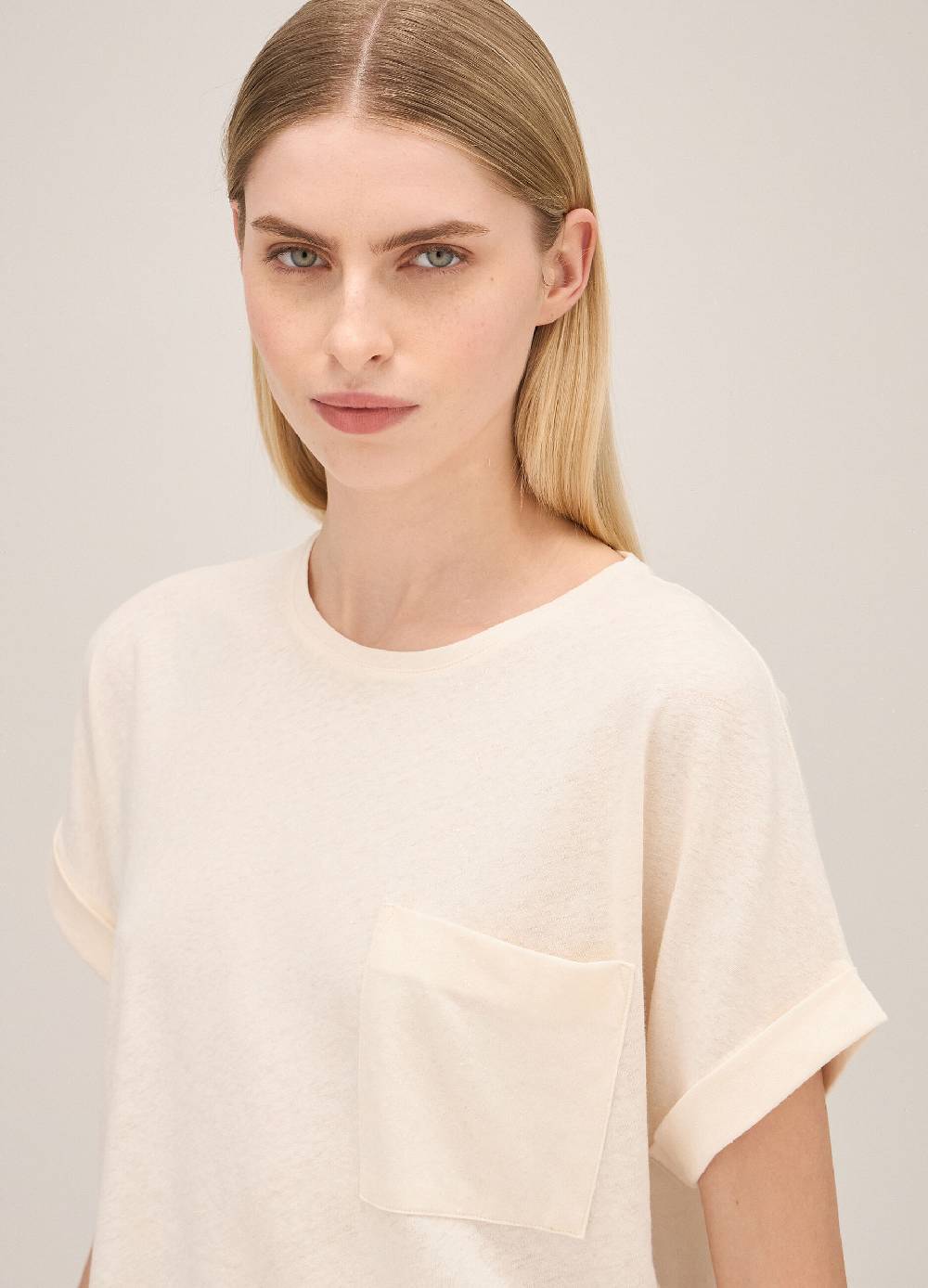 LES COPAINST-shirt in lino e cotone Vendite Flash