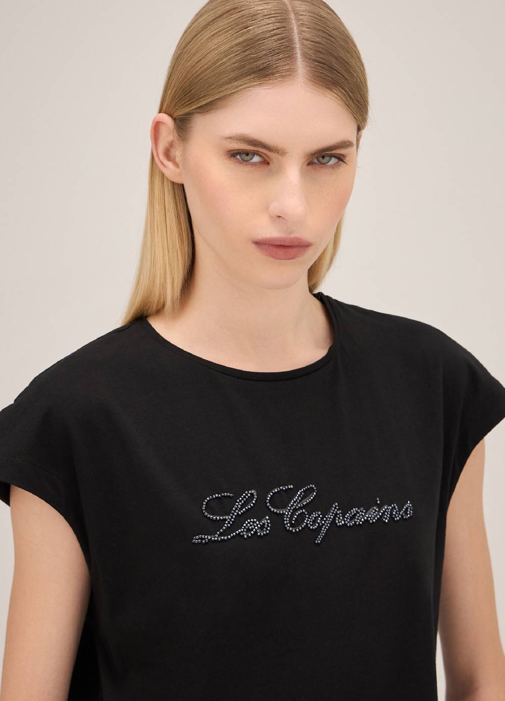 LES COPAINST-shirt in cotone stretch con lettering In Saldo