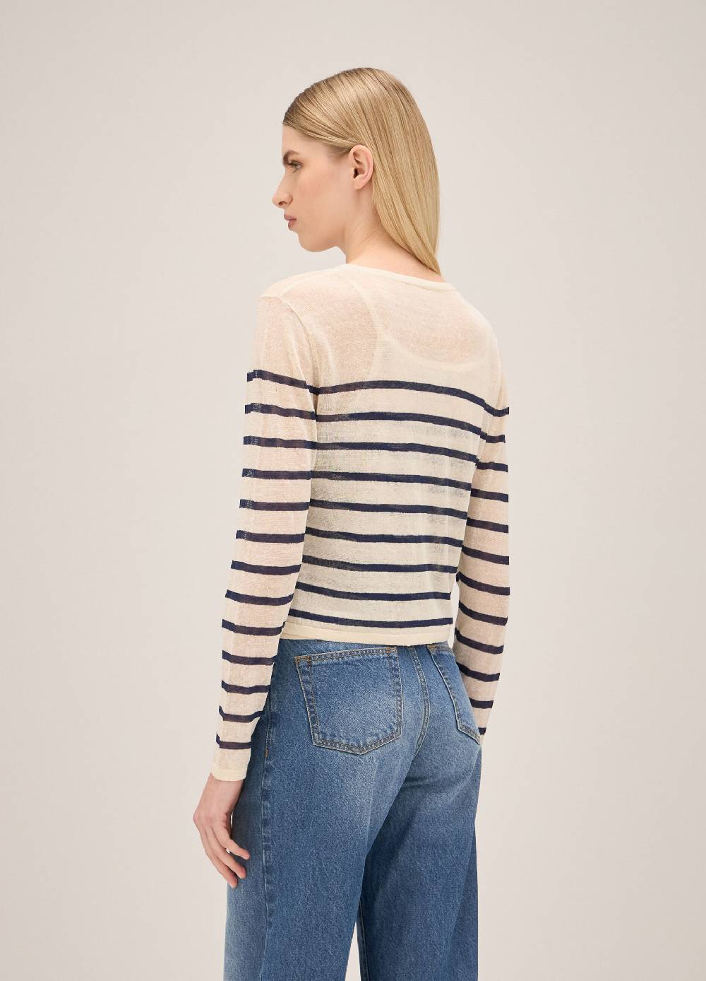 LES COPAINSCardigan tricot a righe misto lino Promozione Limitata