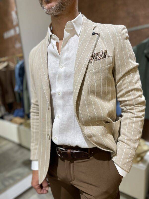 JCM Jey Coleman Giacca uomo elegante a righe Piero Giachi Vendita Calda