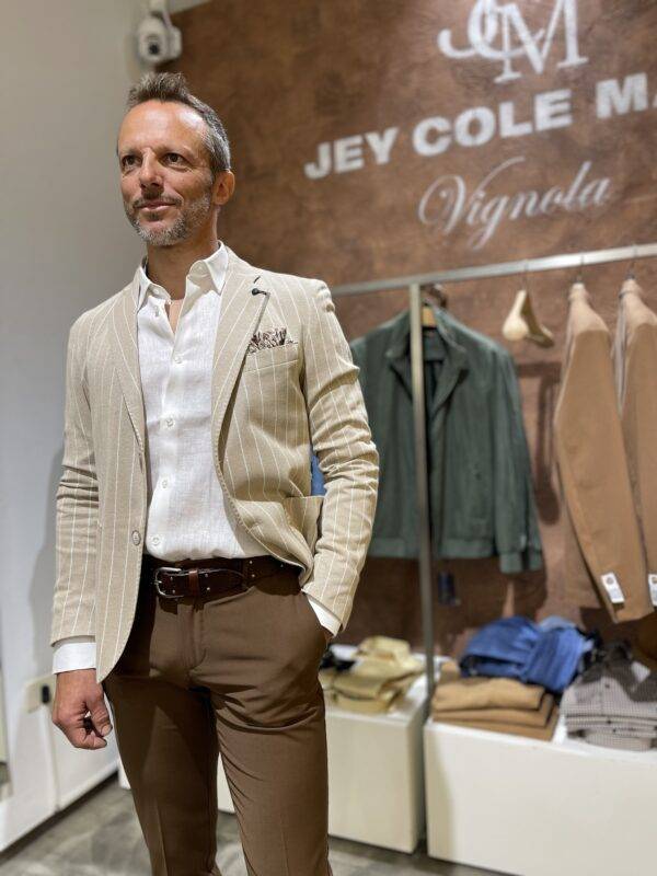 JCM Jey Coleman Giacca uomo elegante a righe Piero Giachi Vendita Calda