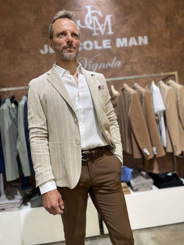 JCM Jey Coleman Giacca uomo elegante a righe Piero Giachi Vendita Calda