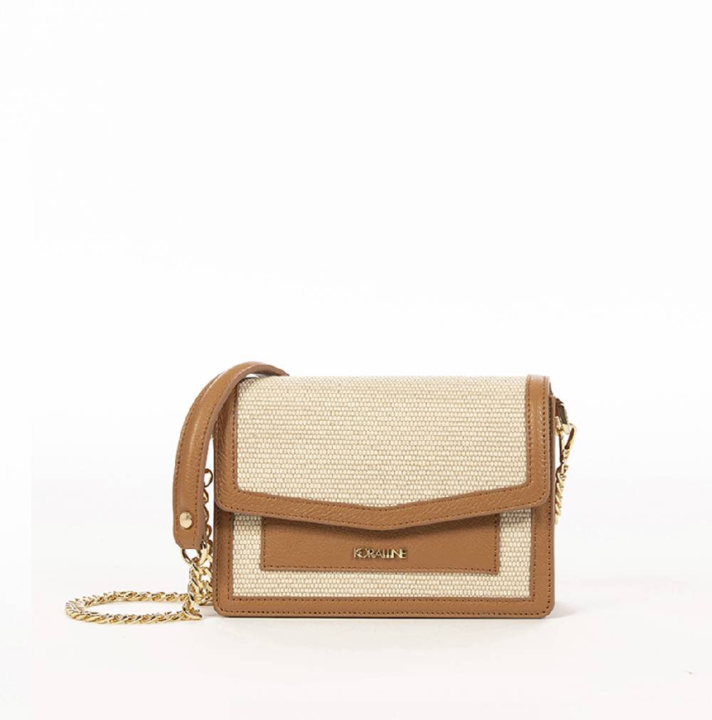 Koralline BORSA IN RAFIA CON DETTAGLI IN PELLE Qualità