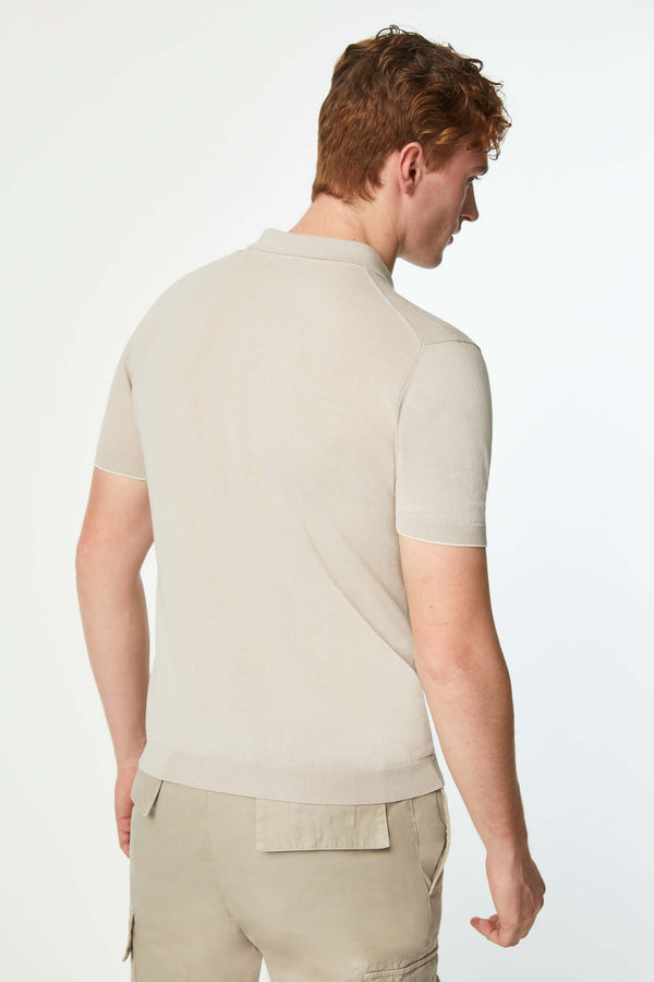 L.B.M. 1911 Polo in maglia beige con dettagli in contrasto Polo in maglia beige con dettagli in contrasto Economico