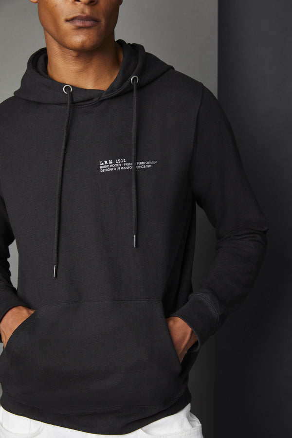 L.B.M. 1911 Felpa con cappuccio nera con logo Felpa con cappuccio nera con logo Offerte