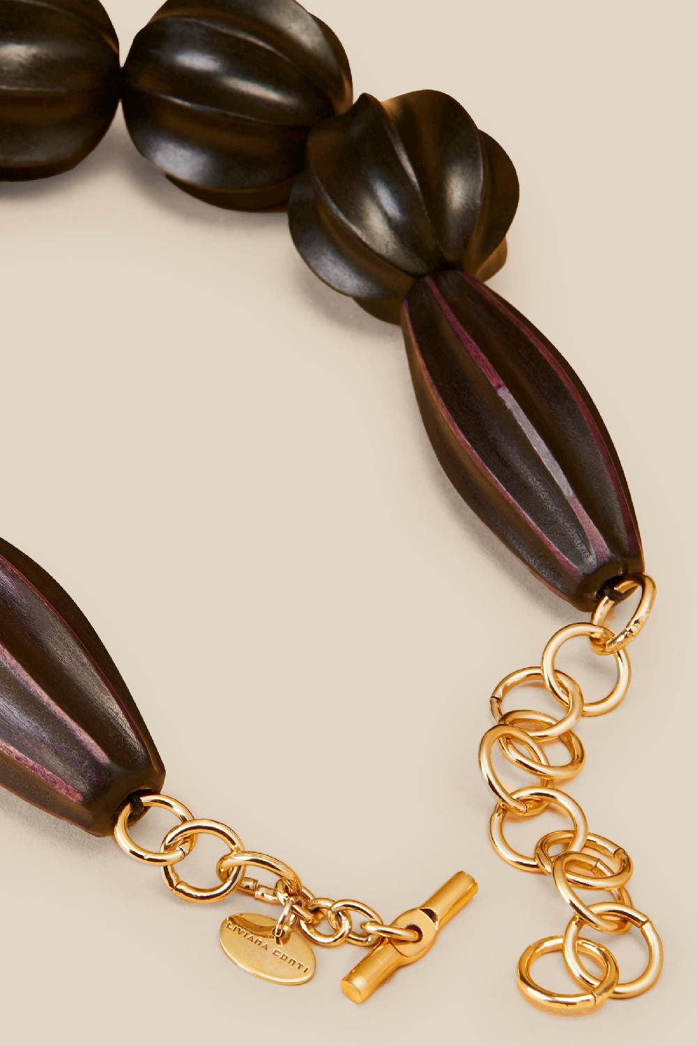 Liviana Conti COLLANA CORTA LEGNO S4AA4SJ93W25-Z.NR Nuova