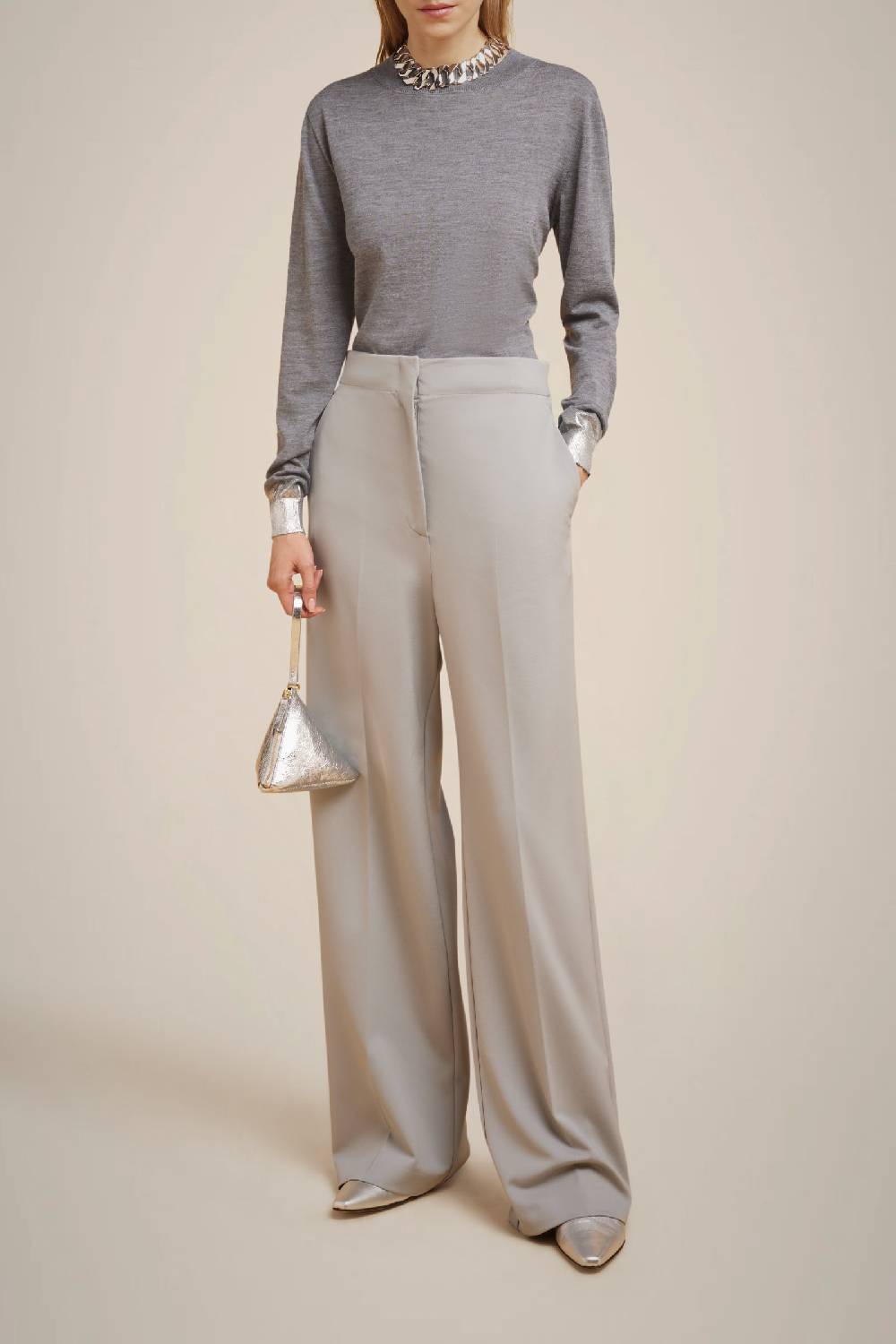 Liviana Conti PANTALONE PALAZZO PUNTO MILANO W4FF4WM35X72-0.38 Nuovo
