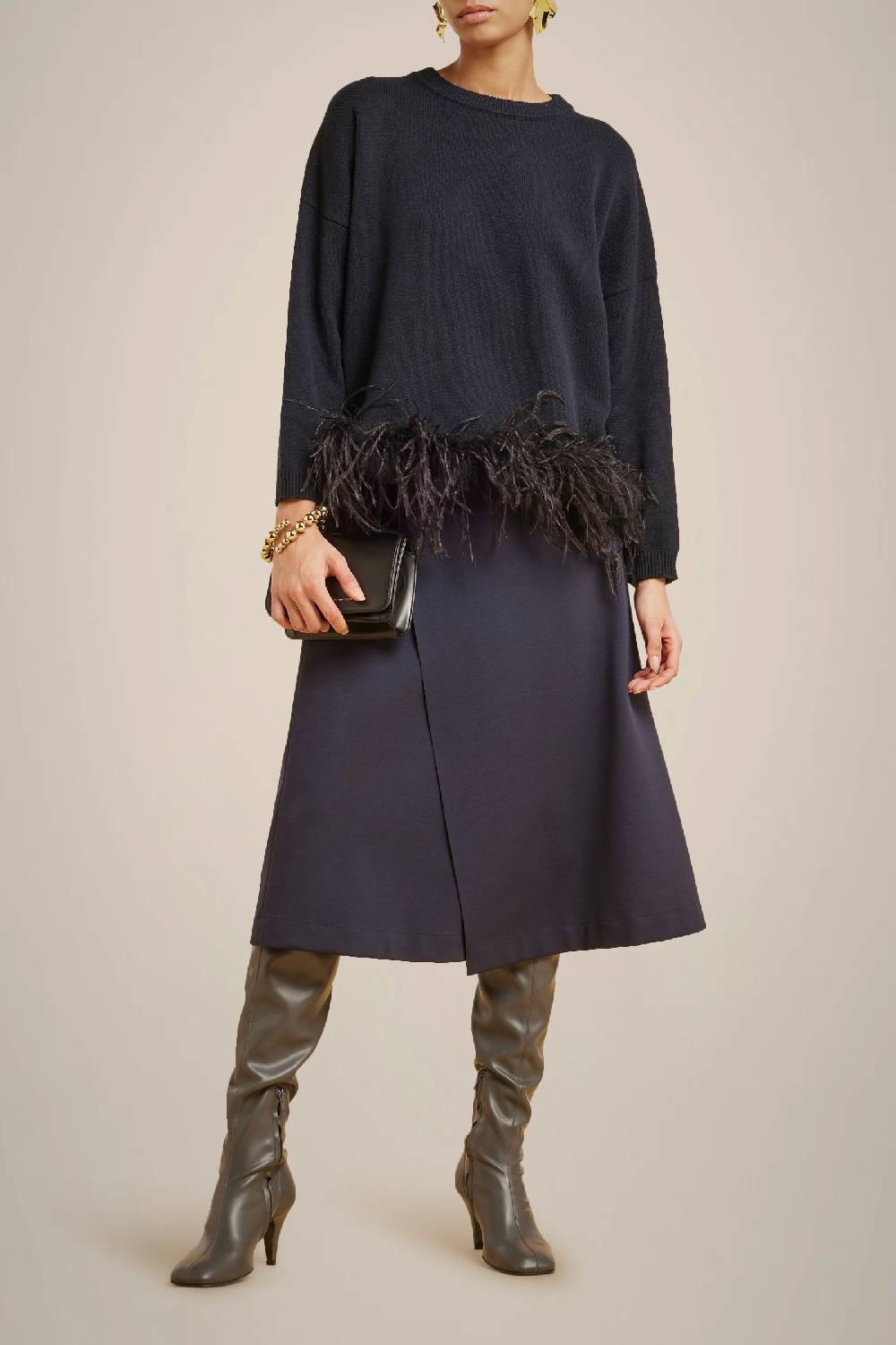 Liviana Conti MAGLIA CON PIUME IN CASHMERE RICICLATO W4LL4WC49N08-0.XS Offerta esclusiva