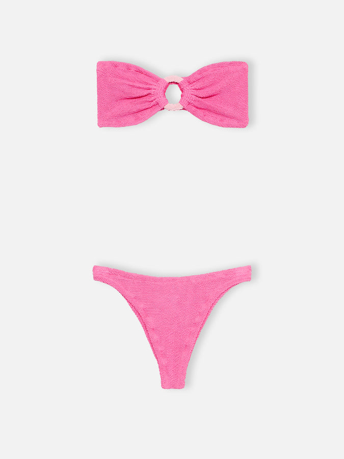 Mc2 Saint Barth Bikini donna a fascia rosa stropicciato Yulia Naomi Promozione Limitata