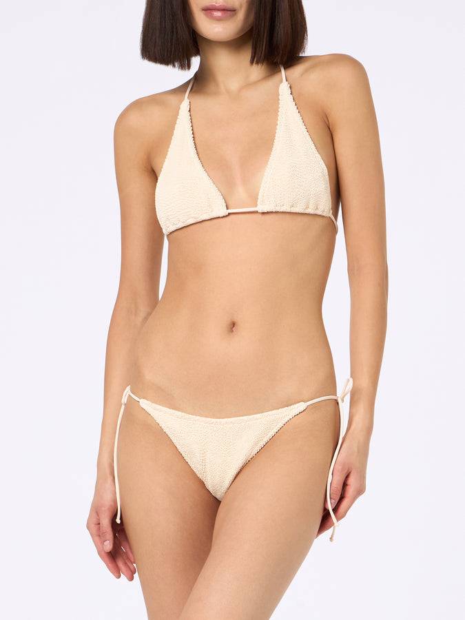 Mc2 Saint Barth Woman cream crinkle triangle bikini Guiana Marielle Fino Al -60%