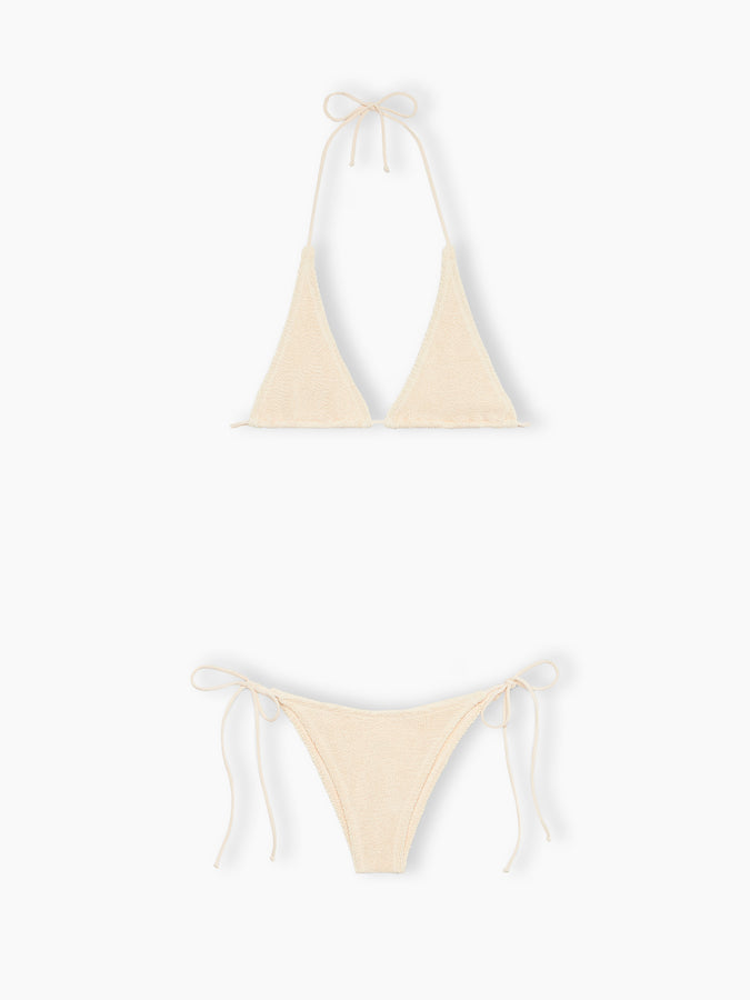 Mc2 Saint Barth Woman cream crinkle triangle bikini Guiana Marielle Fino Al -60%